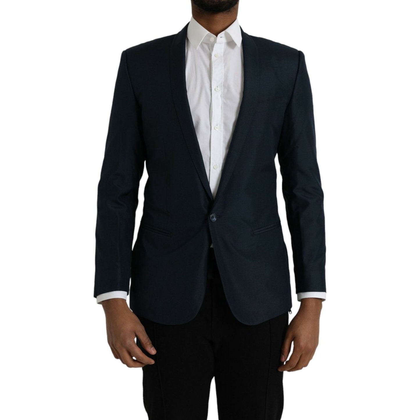 Dolce & Gabbana Blue MARTINI Shawl Single Breasted Blazer Dolce & Gabbana Black