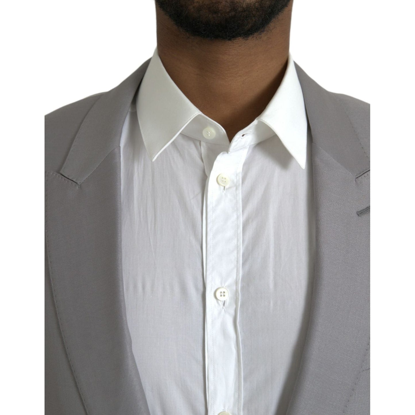 Dolce & Gabbana Gray Wool Peak Single Breasted Coat Blazer Dolce & Gabbana Dark Gray