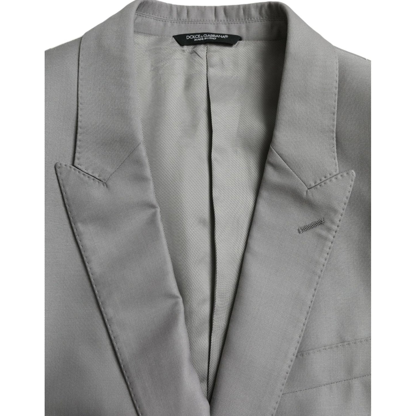 Dolce & Gabbana Gray Wool Peak Single Breasted Coat Blazer Dolce & Gabbana Light Slate Gray
