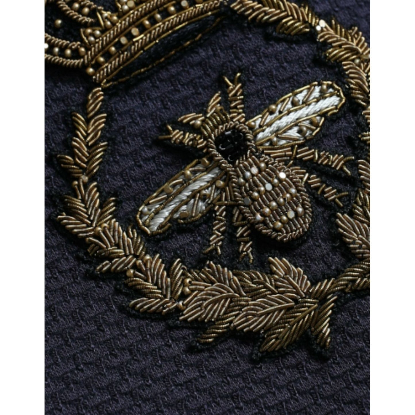 Dolce & Gabbana Dark Blue Crown Bee Double Breasted Blazer Dolce & Gabbana Black