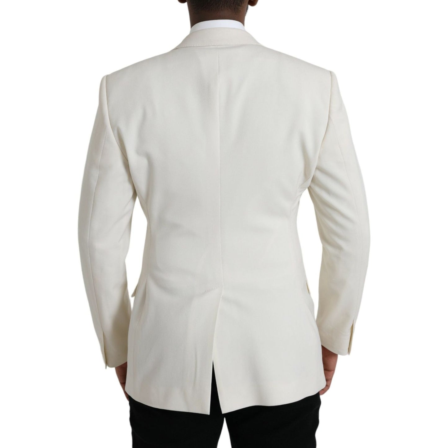 Dolce & Gabbana White Wool MARTINI Double Breasted Blazer Dolce & Gabbana Light Gray