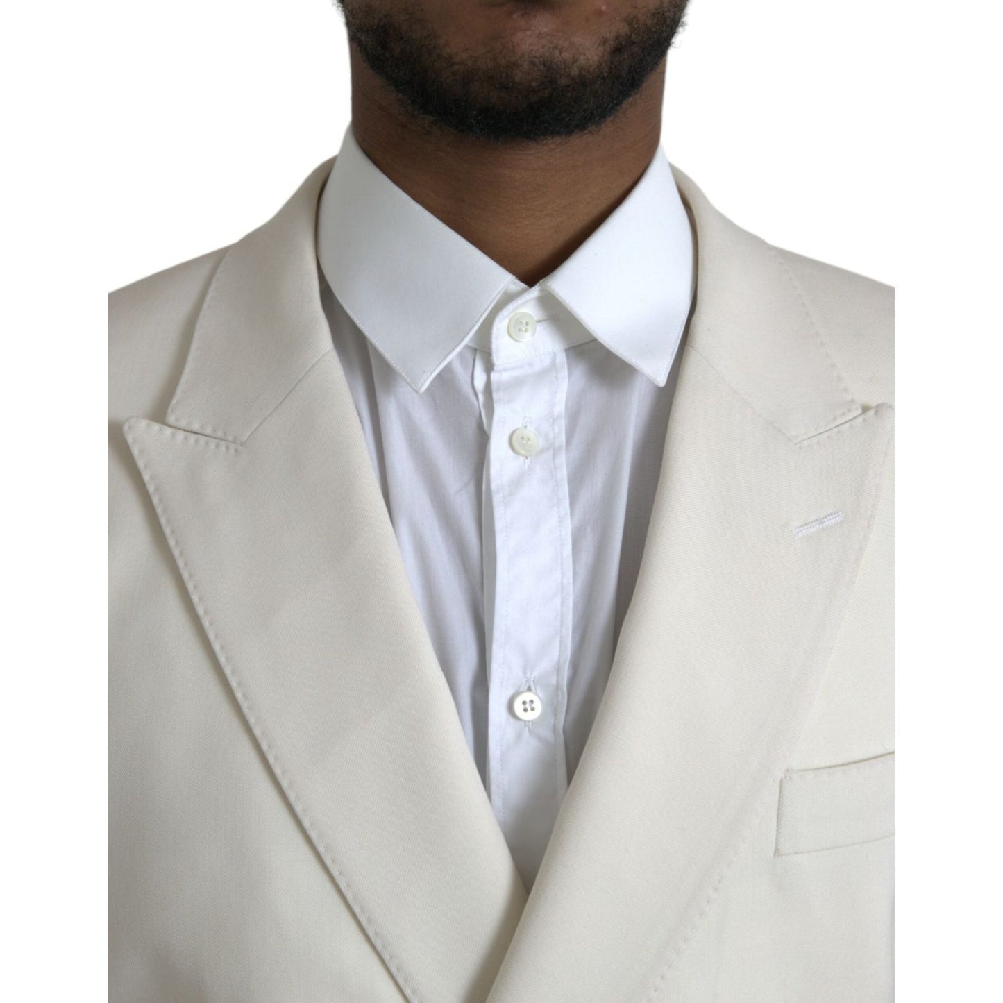 Dolce & Gabbana White Wool MARTINI Double Breasted Blazer Dolce & Gabbana Gray