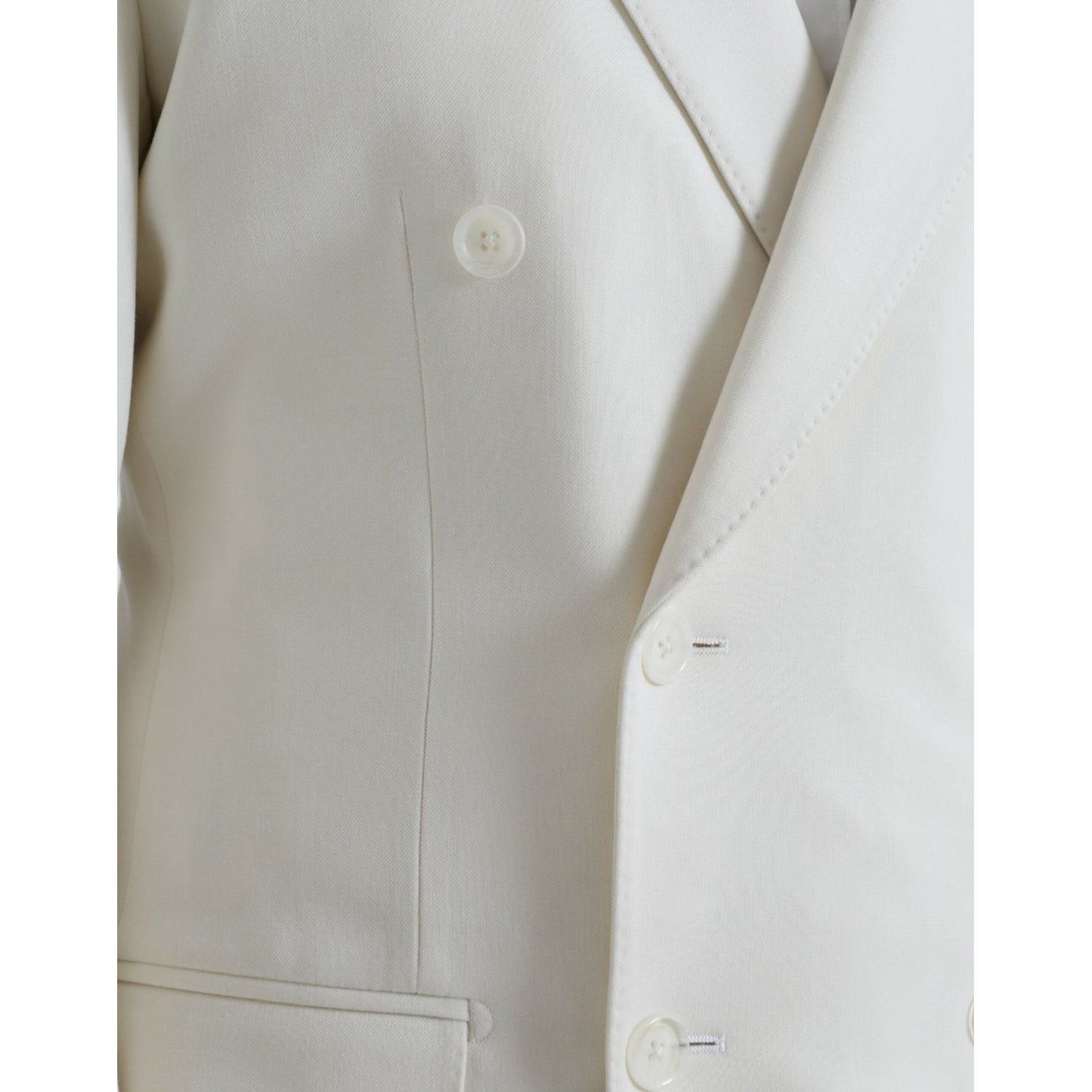 Dolce & Gabbana White Wool MARTINI Double Breasted Blazer Dolce & Gabbana Gray