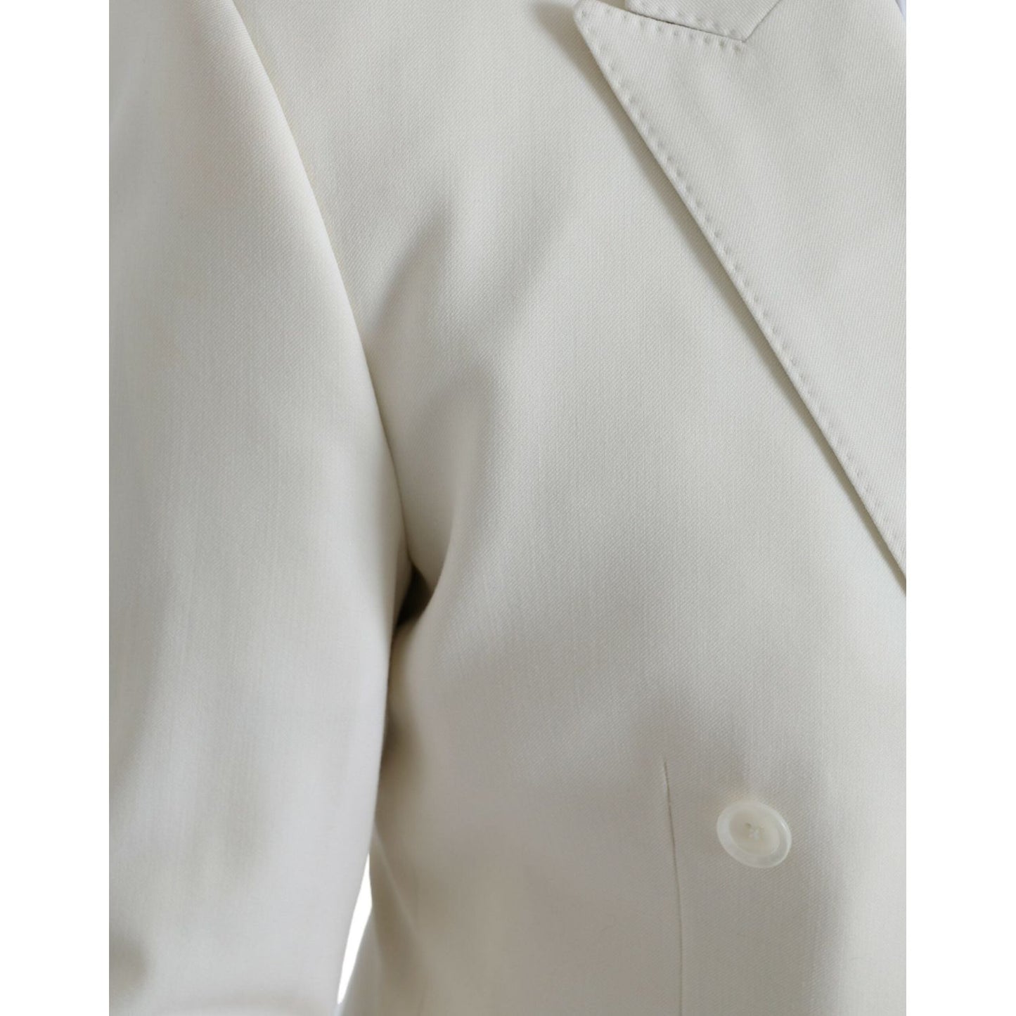 Dolce & Gabbana White Wool MARTINI Double Breasted Blazer Dolce & Gabbana Gray