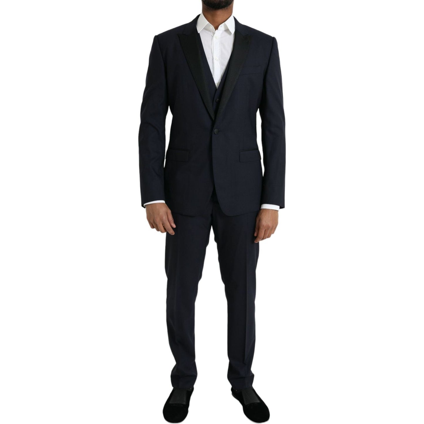 Dolce & Gabbana Dark Blue MARTINI Wool Formal 3 Piece Suit Dolce & Gabbana Black