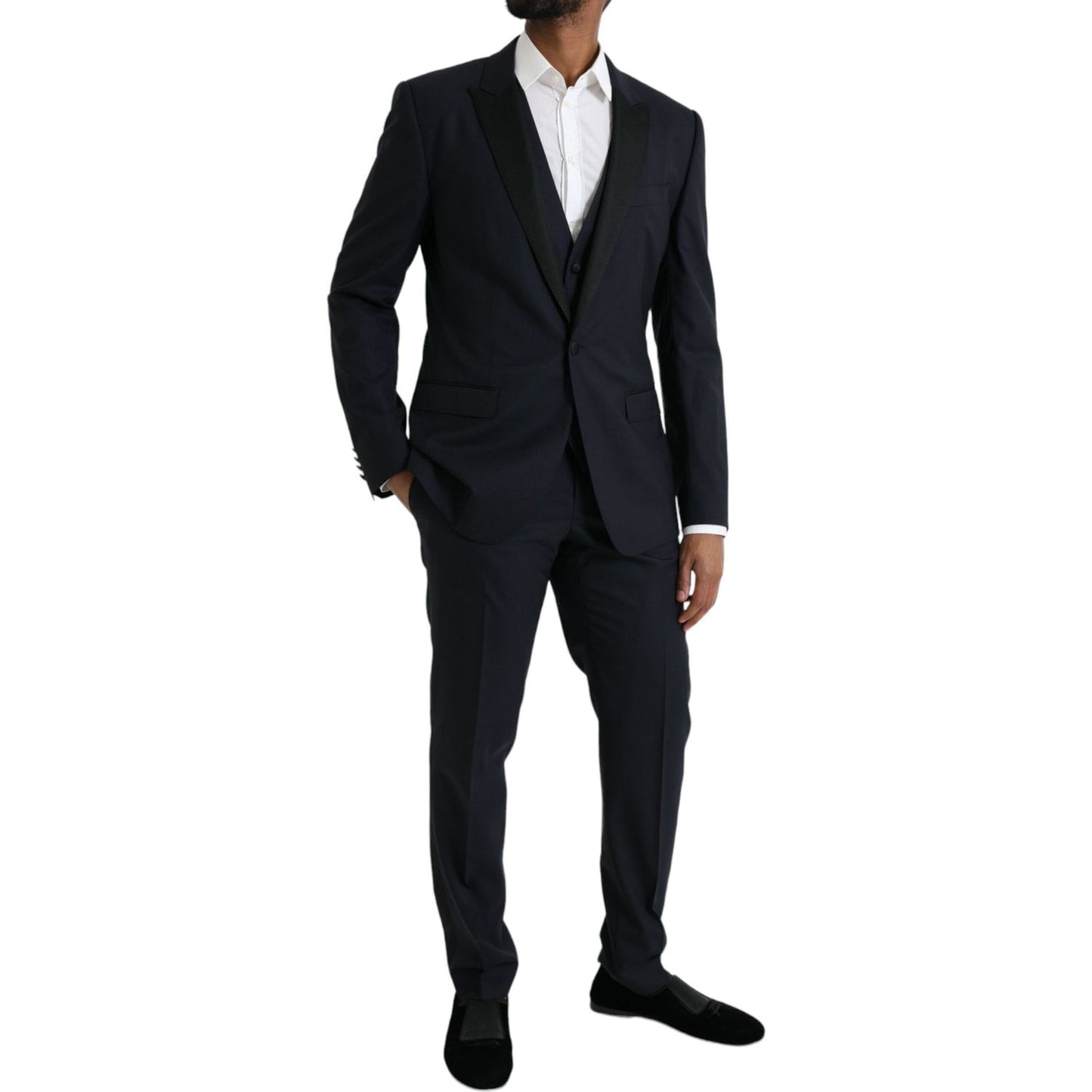 Dolce & Gabbana Dark Blue MARTINI Wool Formal 3 Piece Suit Dolce & Gabbana Black