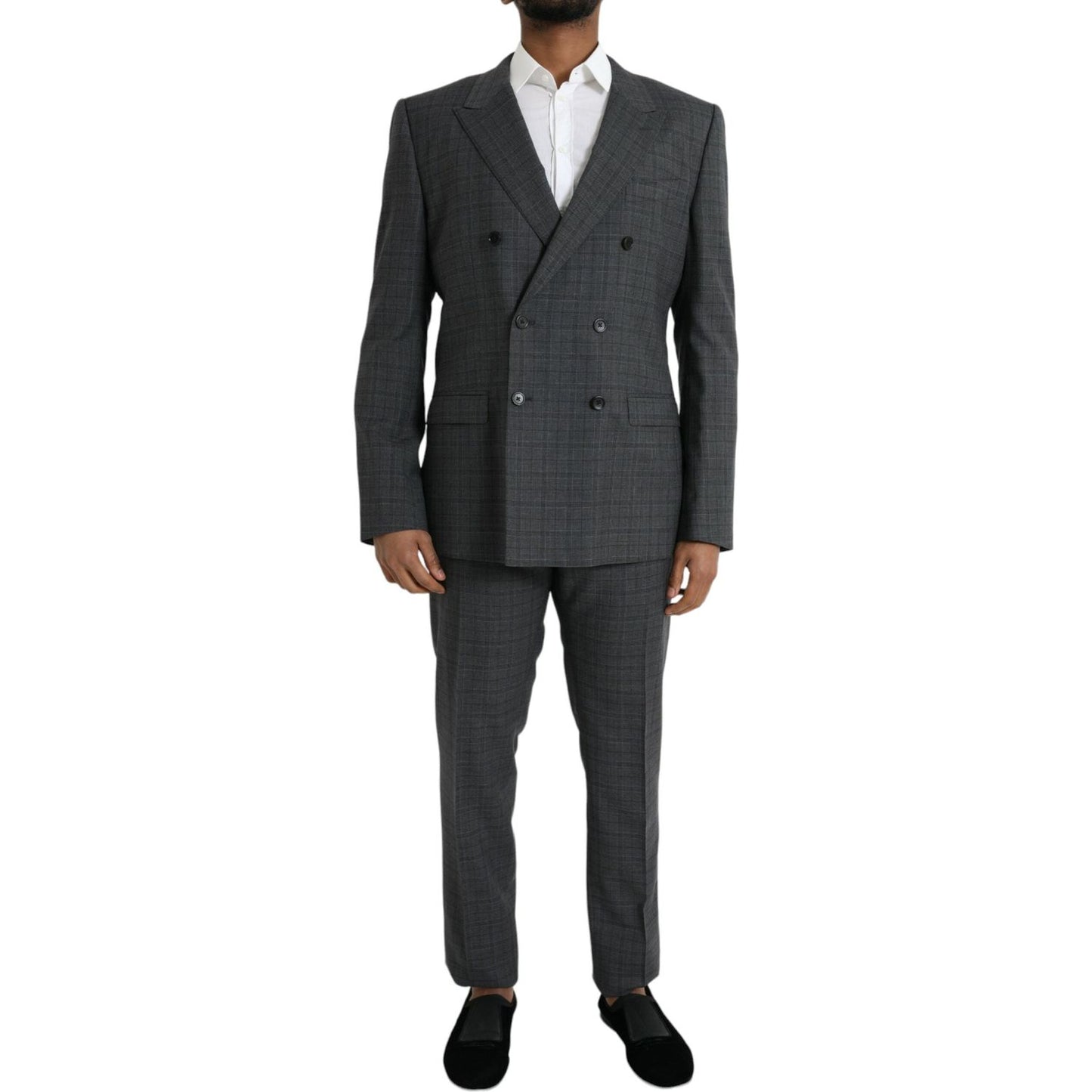Dolce & Gabbana Gray Plaid Wool MARTINI Formal 2 Piece Suit Dolce & Gabbana Dark Slate Gray