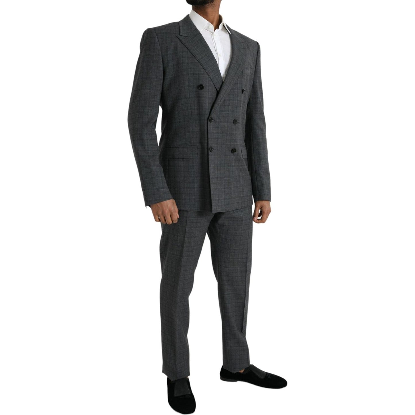 Dolce & Gabbana Gray Plaid Wool MARTINI Formal 2 Piece Suit Dolce & Gabbana Dark Slate Gray