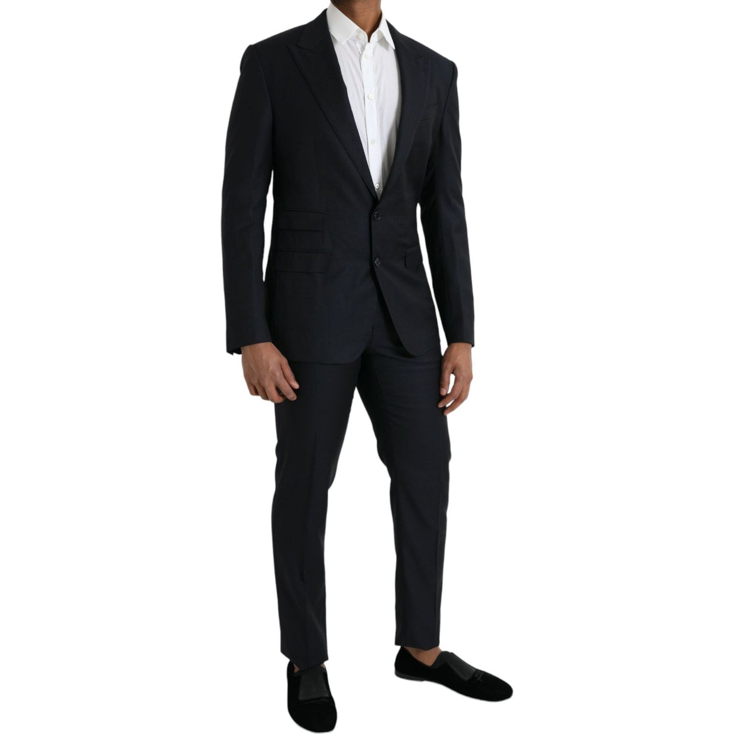 Dolce & Gabbana Dark Blue Wool NAPOLI Formal 2 Piece Suit Dolce & Gabbana Black