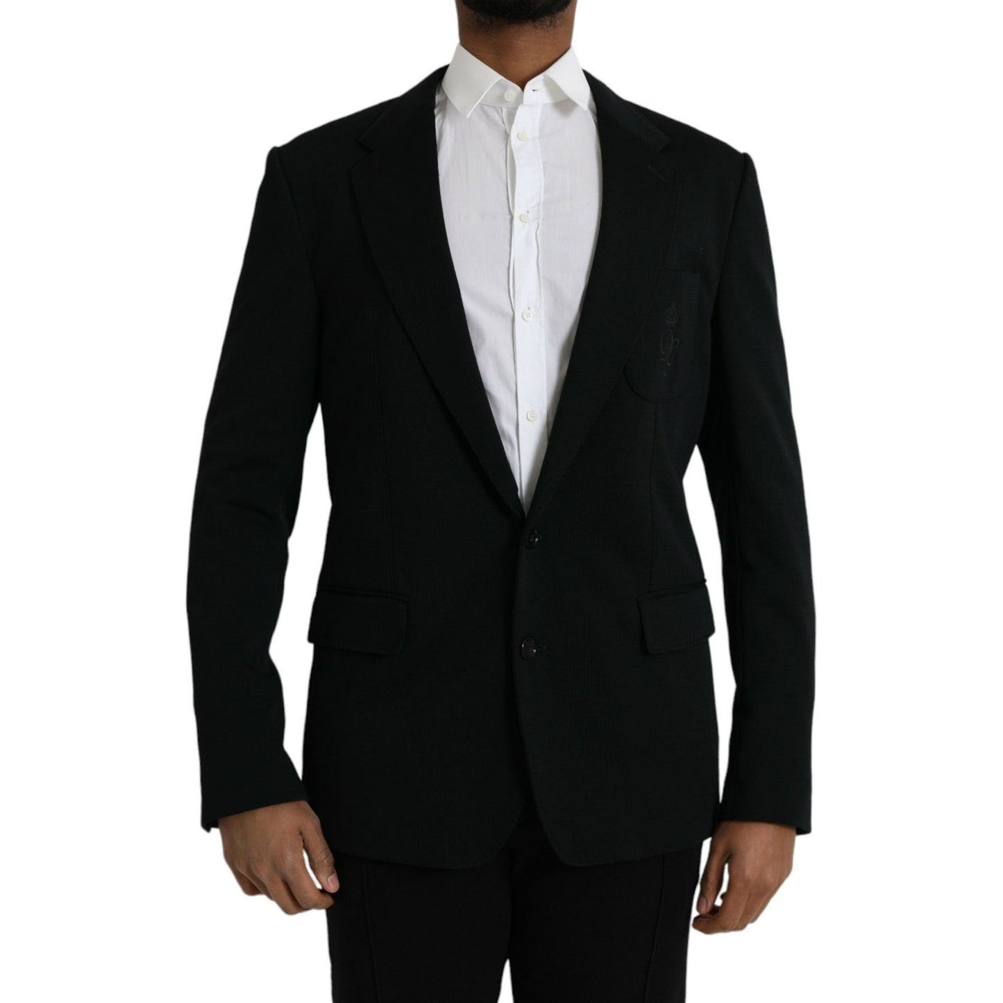 Dolce & Gabbana Black Wool Single Breasted Coat Blazer Dolce & Gabbana Black