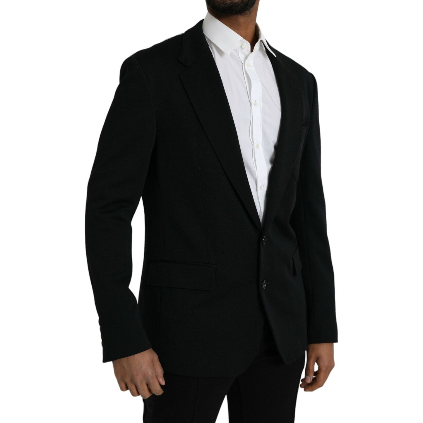 Dolce & Gabbana Black Wool Single Breasted Coat Blazer Dolce & Gabbana Black