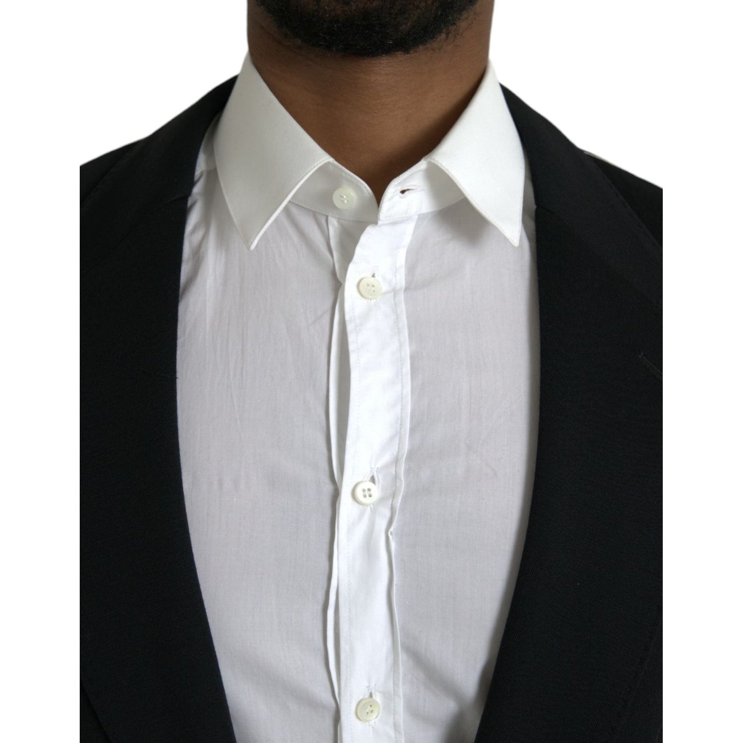 Dolce & Gabbana Black Wool Single Breasted Coat Blazer Dolce & Gabbana Dark Gray