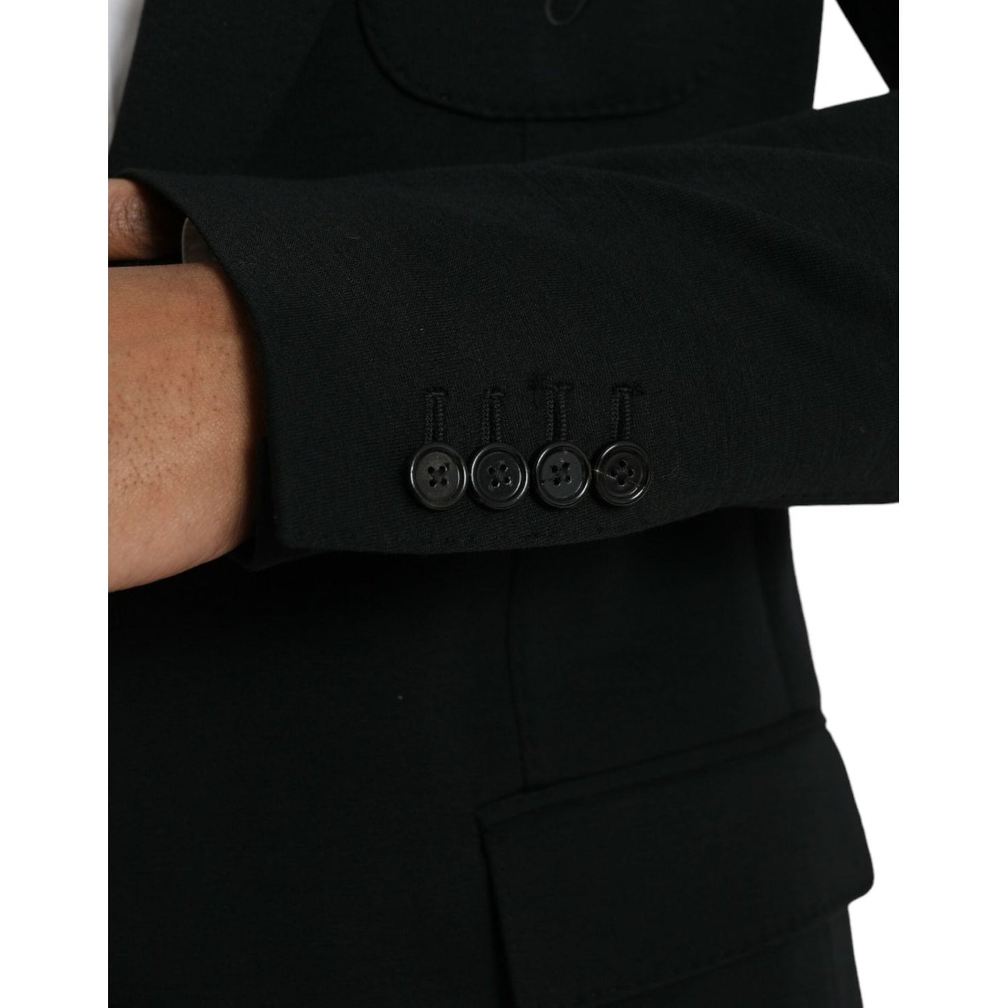 Dolce & Gabbana Black Wool Single Breasted Coat Blazer Dolce & Gabbana Black