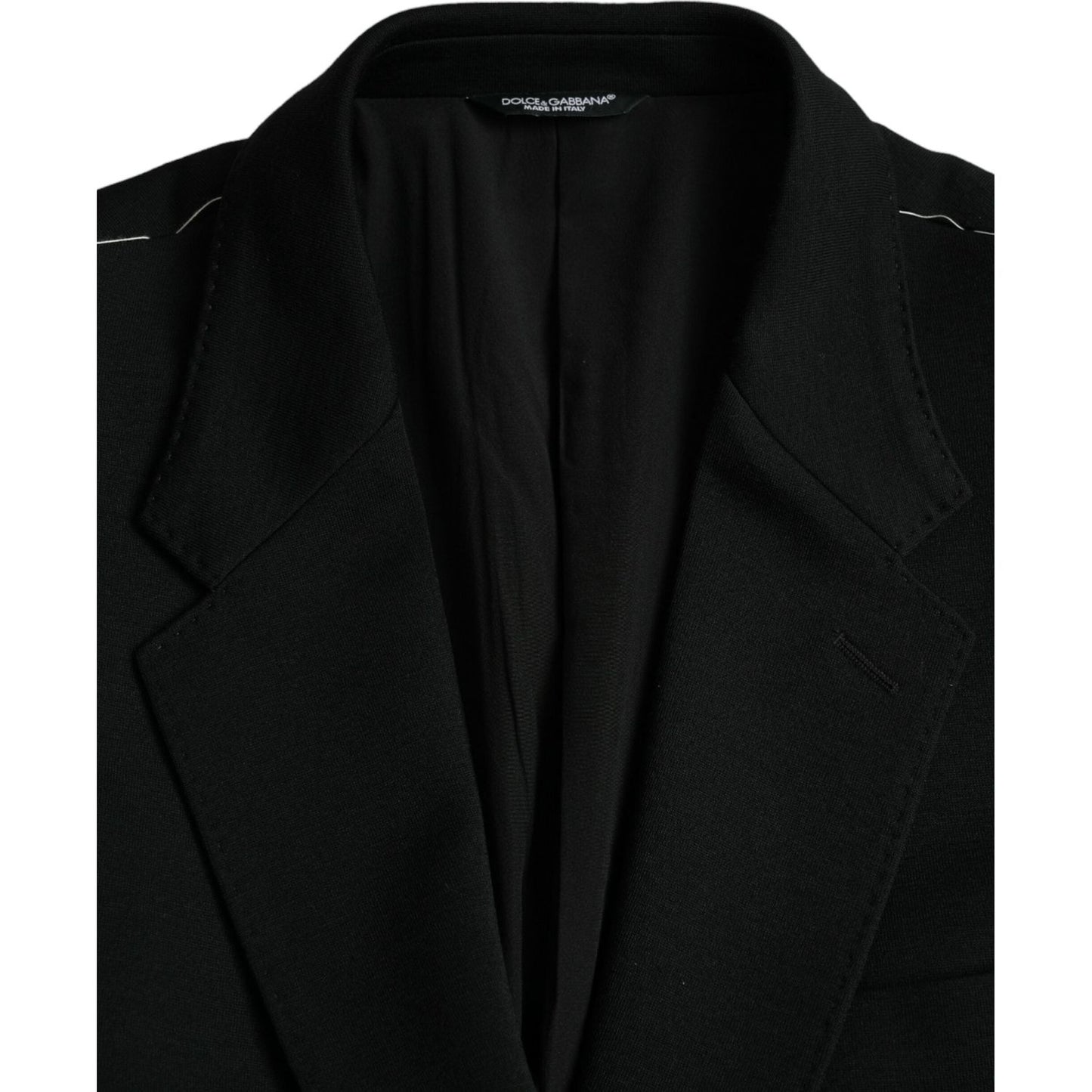 Dolce & Gabbana Black Wool Single Breasted Coat Blazer Dolce & Gabbana Black
