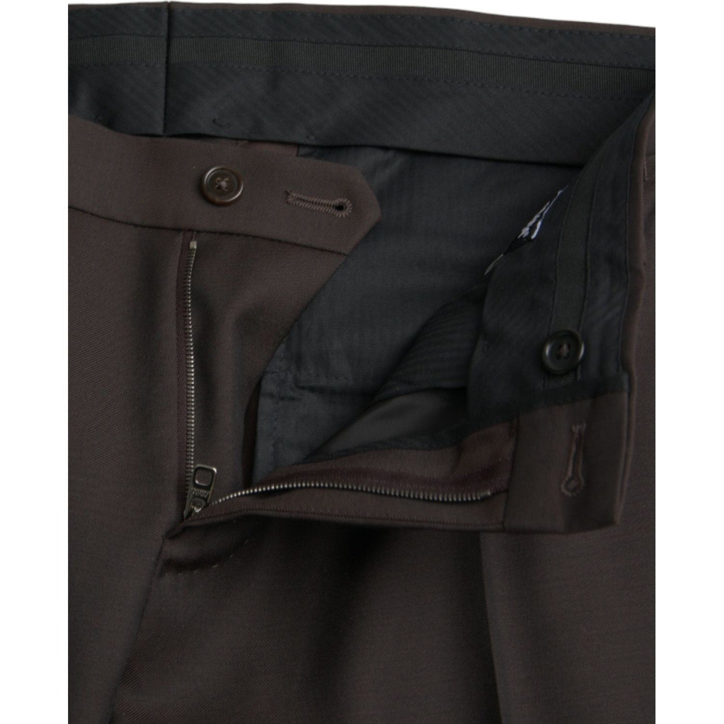 Dolce & Gabbana Dark Brown Wool Slim Fit Formal Pants Dolce & Gabbana Dark Slate Gray