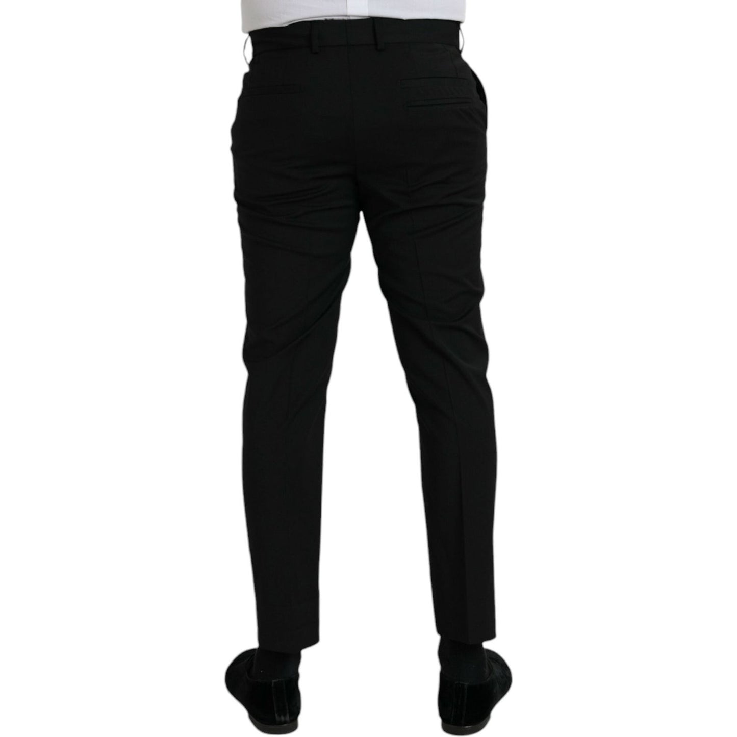 Dolce & Gabbana Black Wool SlimFit Dress Formal Pants Dolce & Gabbana Black