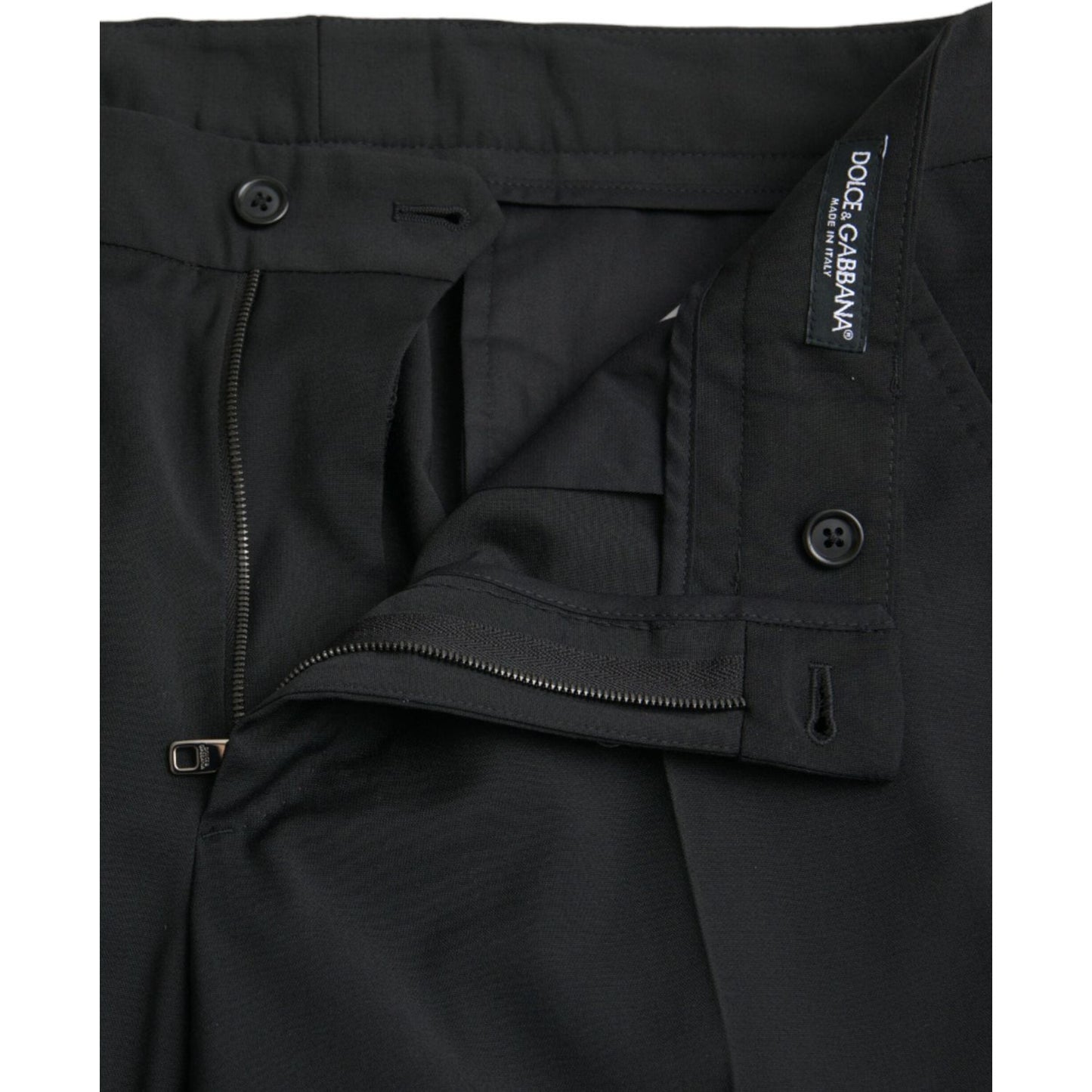 Dolce & Gabbana Black Wool SlimFit Dress Formal Pants Dolce & Gabbana Black