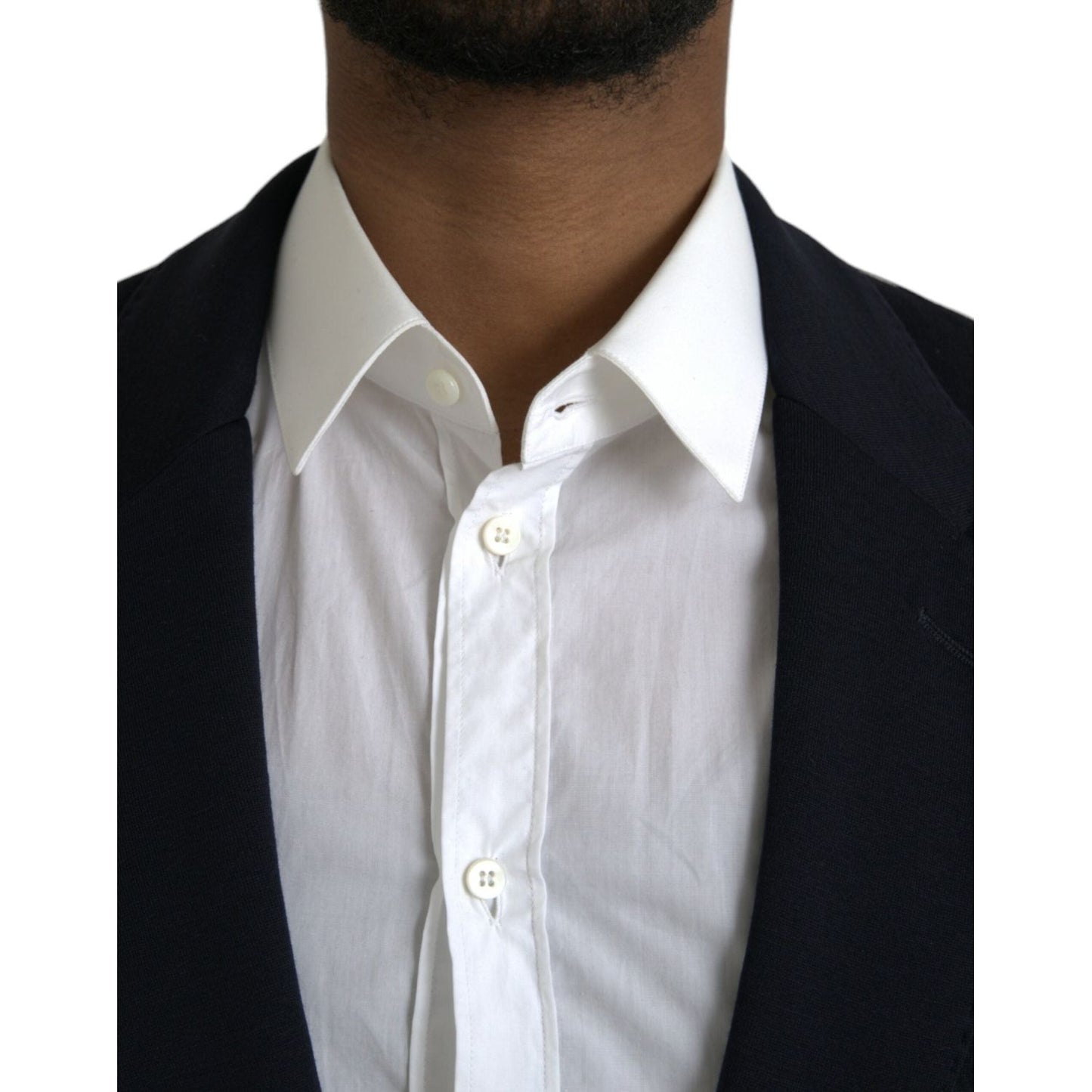 Dolce & Gabbana Black Wool Single Breasted Coat Blazer Dolce & Gabbana Light Gray