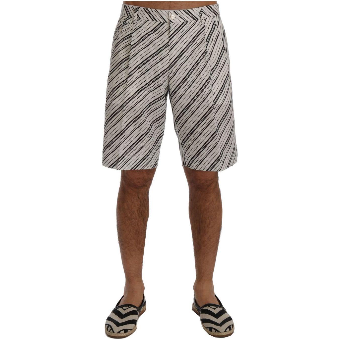 Dolce & Gabbana Elegant Striped Cotton-Linen Shorts Dolce & Gabbana Dark Gray