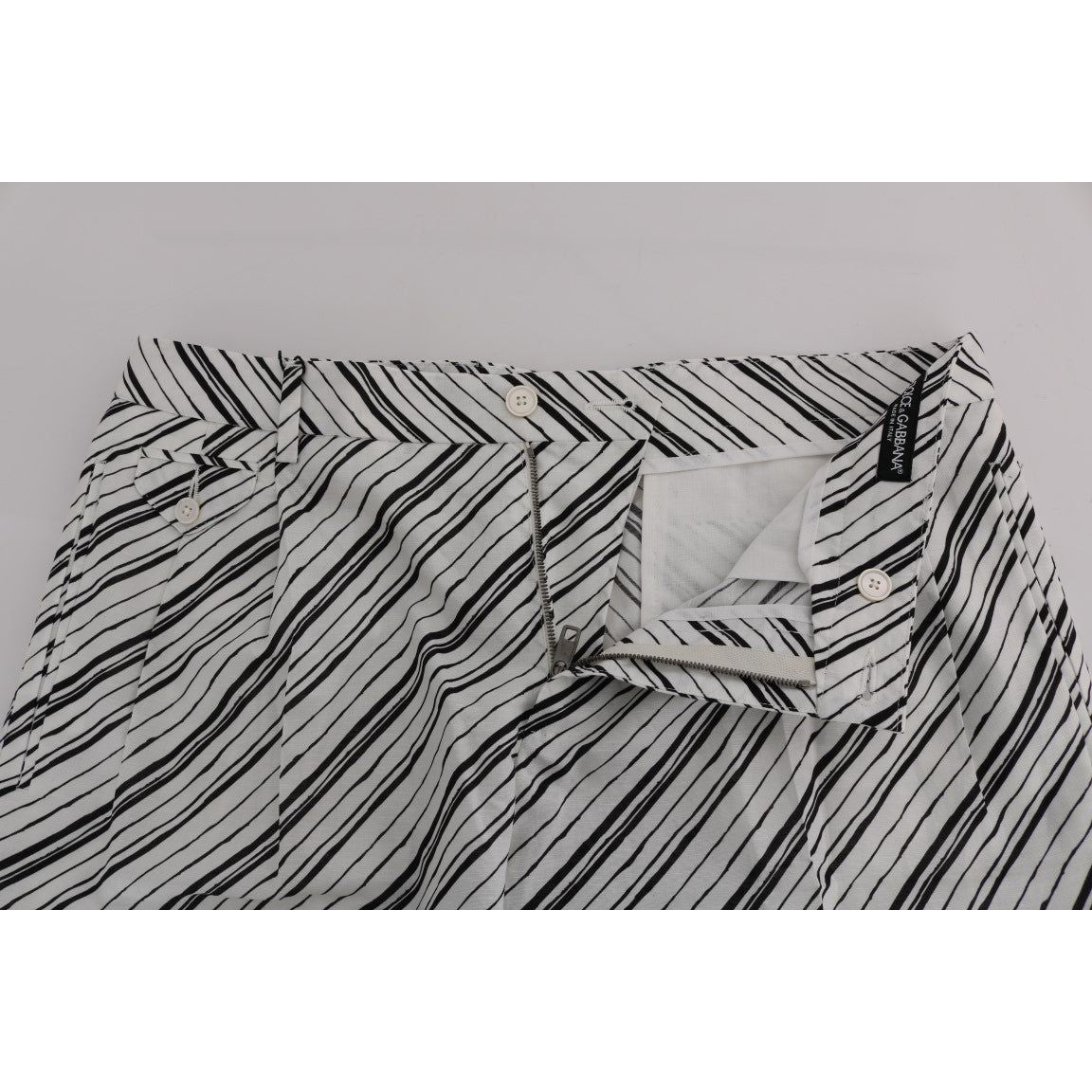 Dolce & Gabbana Elegant Striped Cotton-Linen Shorts Dolce & Gabbana Dark Gray