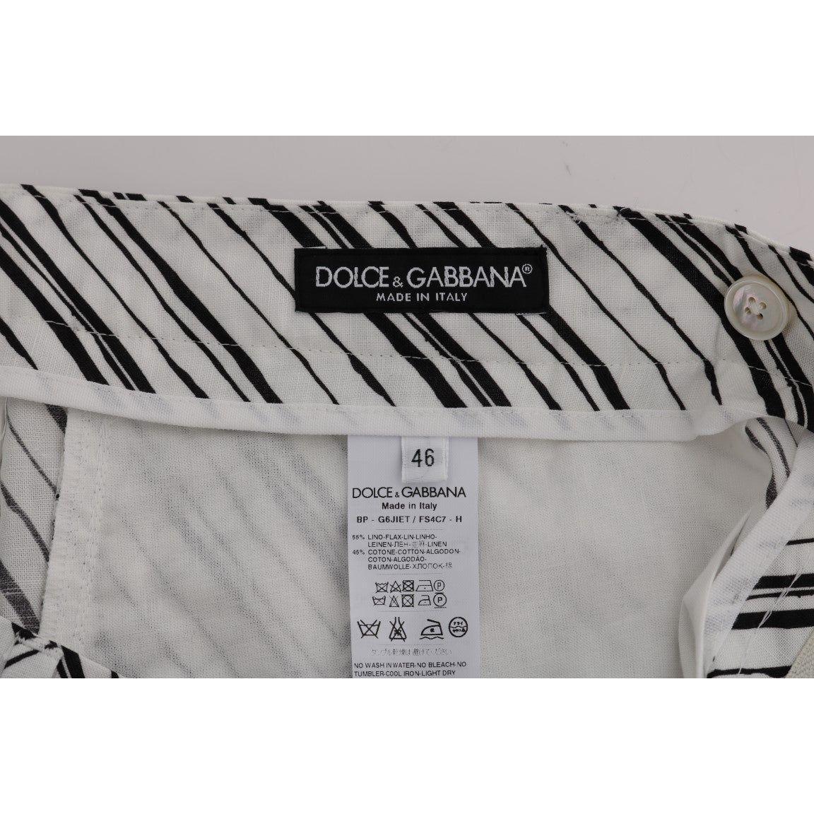 Dolce & Gabbana Elegant Striped Cotton-Linen Shorts Dolce & Gabbana Dark Gray