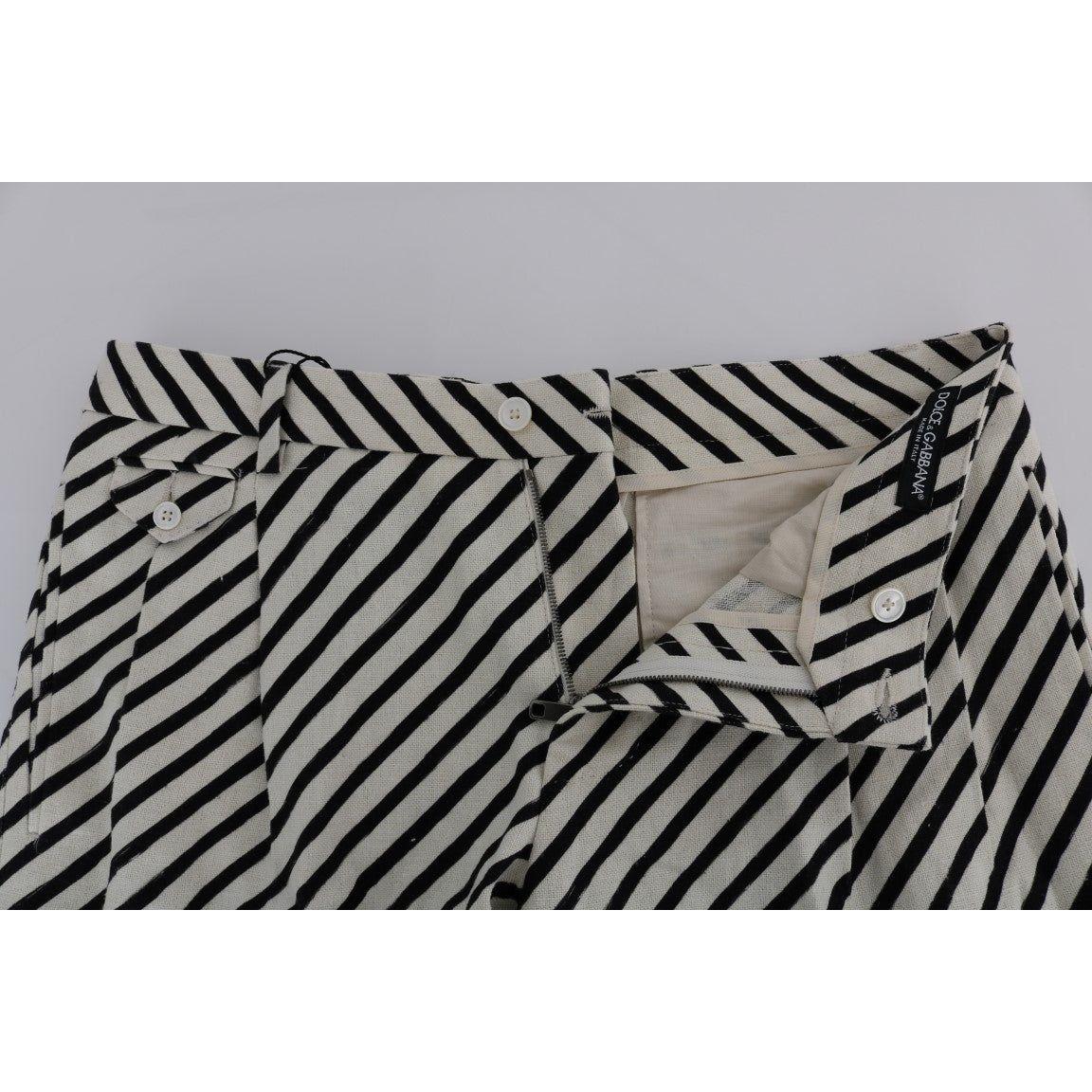 Dolce & Gabbana Striped Hemp Casual Shorts Dolce & Gabbana Dark Gray