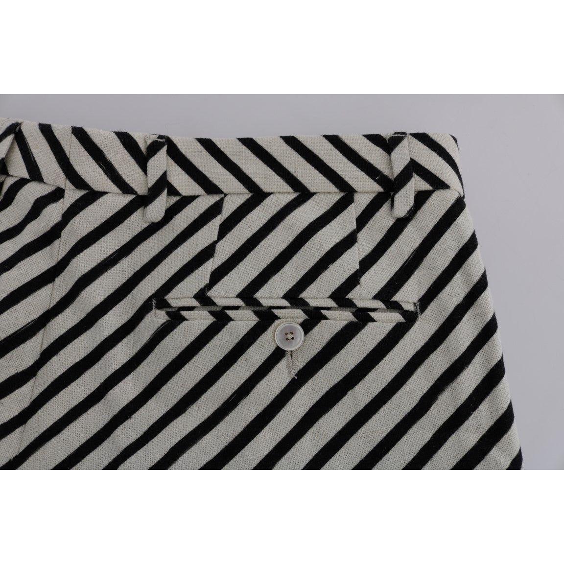 Dolce & Gabbana Striped Hemp Casual Shorts Dolce & Gabbana Dark Gray