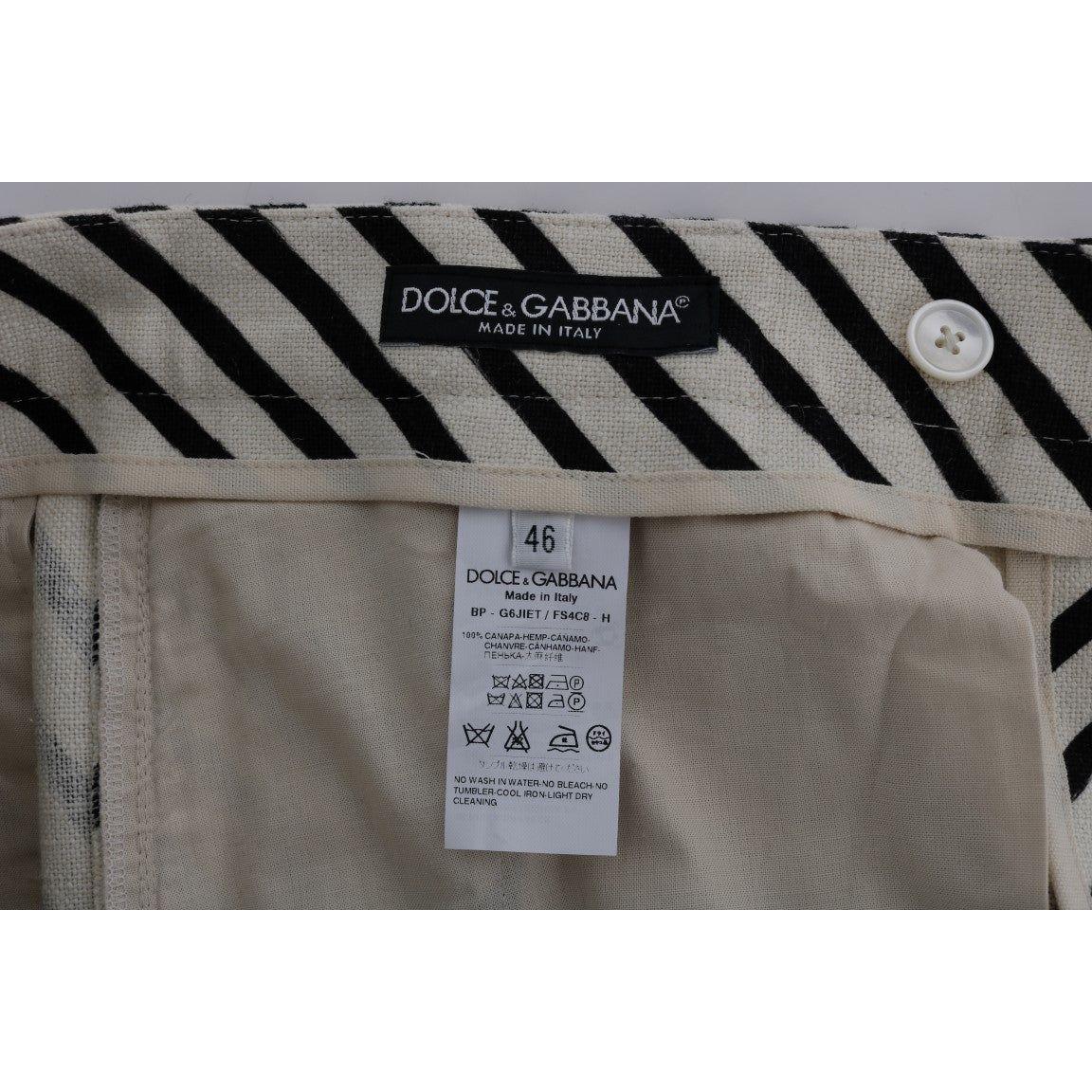 Dolce & Gabbana Striped Hemp Casual Shorts Dolce & Gabbana Dim Gray