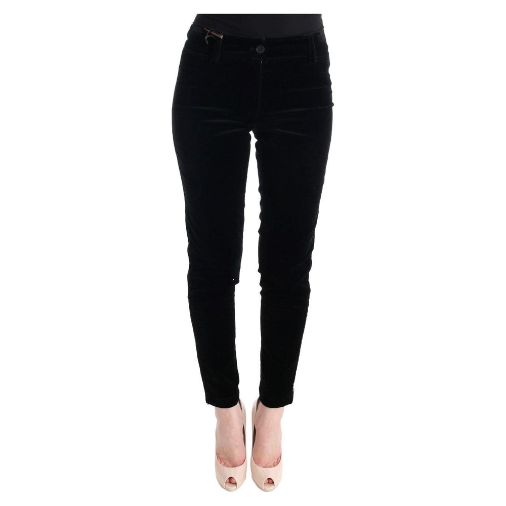 Ermanno Scervino Black Viscose Blend Velvet Cropped Pants SIG30308-1