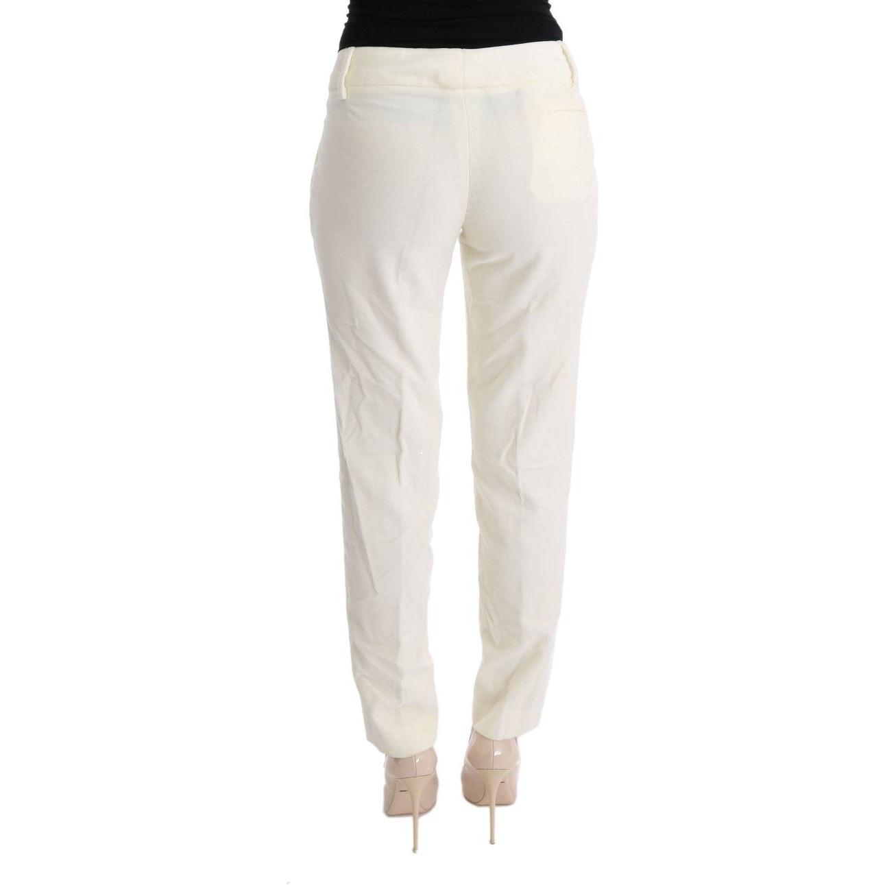 Ermanno Scervino White Cotton Regular Fit Casual Pants SIG30319-4
