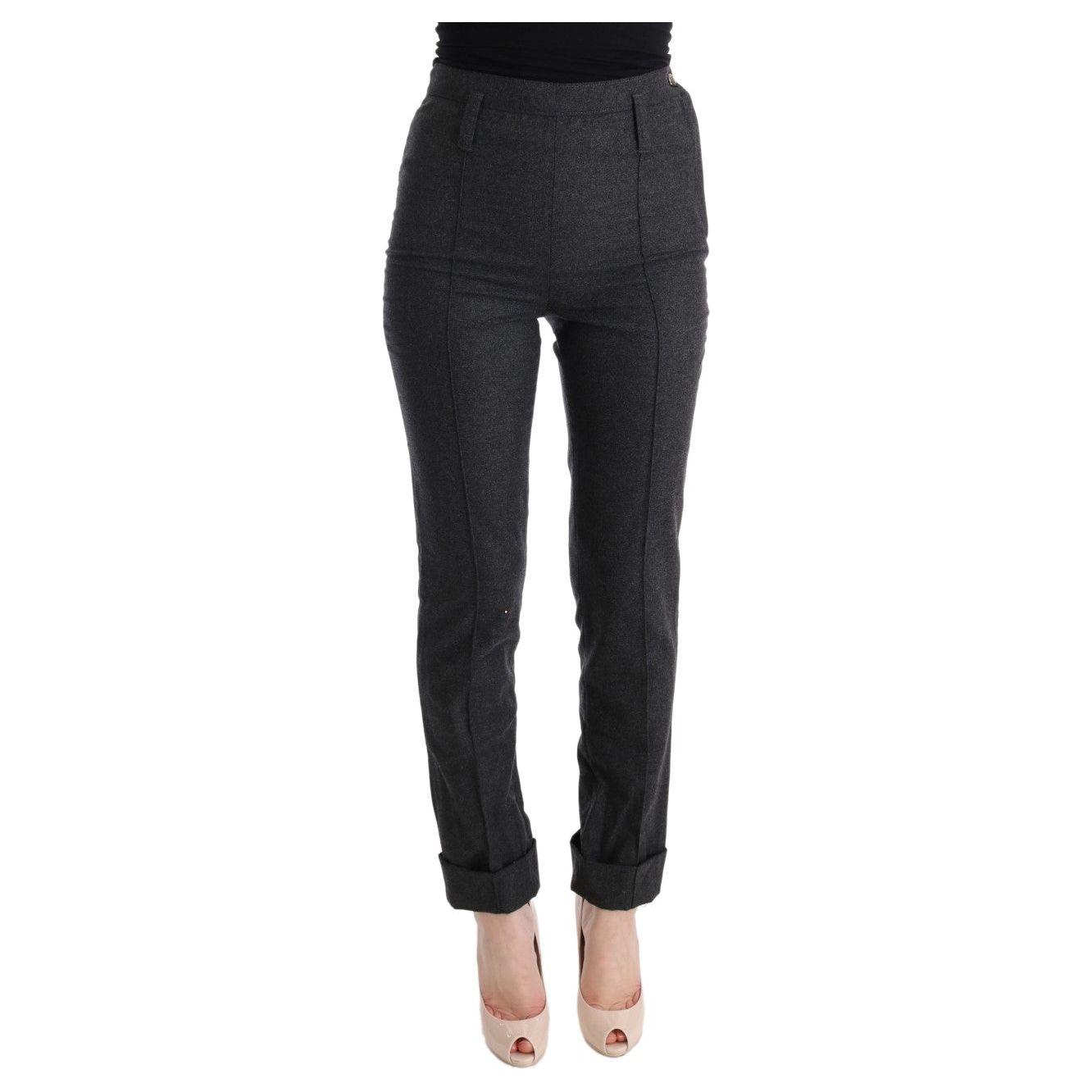Ermanno Scervino Gray Virgin Wool Skinny Casual Pants SIG30332-2