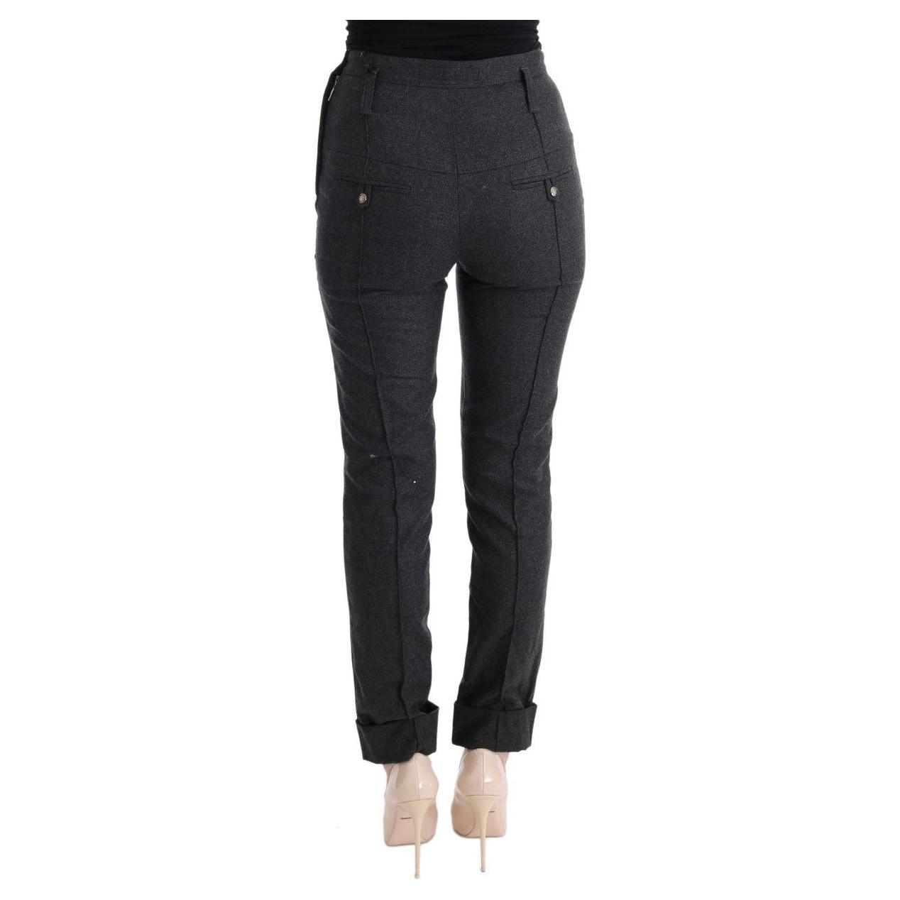 Ermanno Scervino Gray Virgin Wool Skinny Casual Pants SIG30332-2