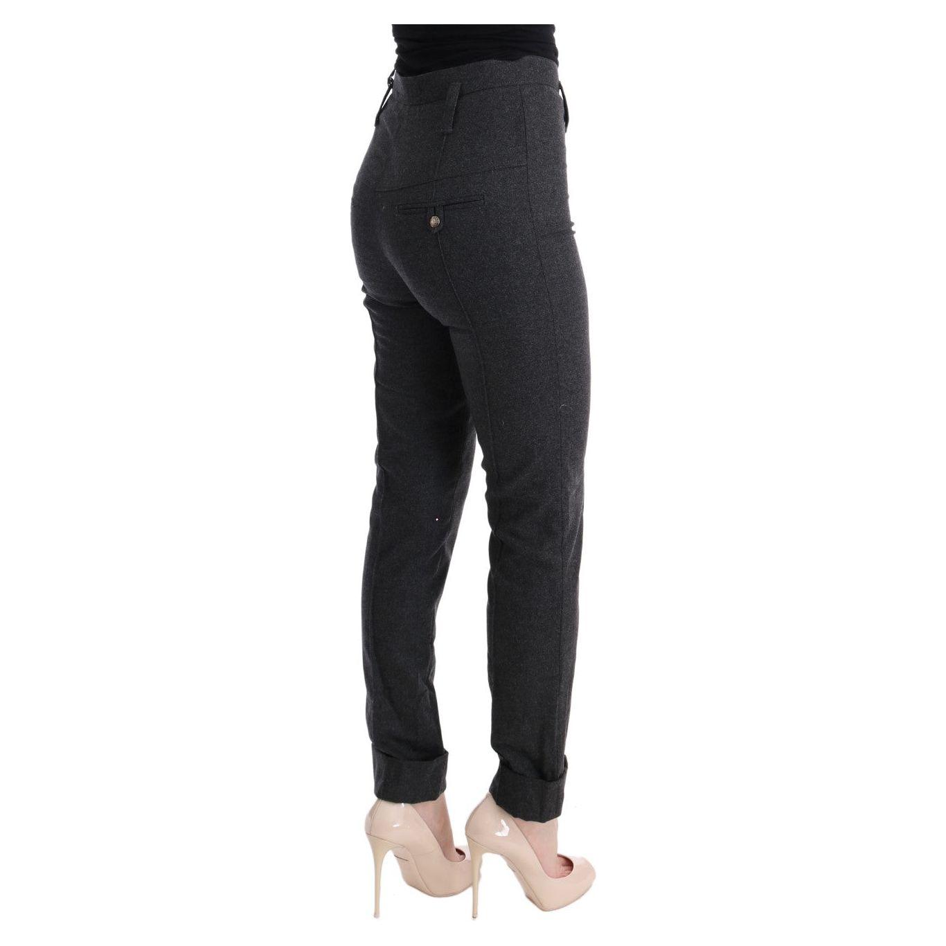 Ermanno Scervino Gray Virgin Wool Skinny Casual Pants SIG30332-2
