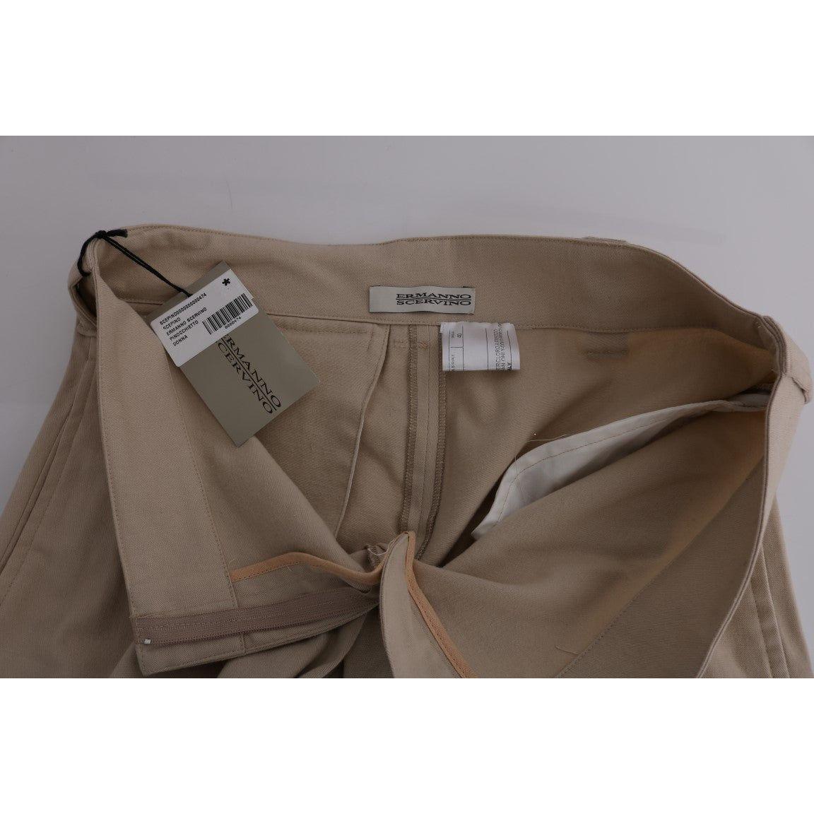 Ermanno Scervino Beige Cotton Wool Regular Fit Pants SIG30353-1
