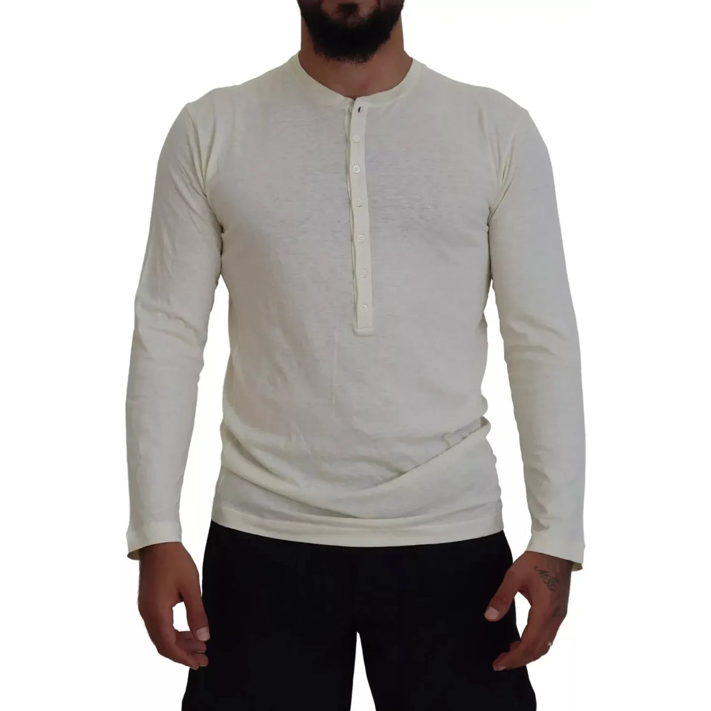 Dsquared² Beige Cotton Linen Long Sleeves Pullover Sweater Dsquared² Dark Gray