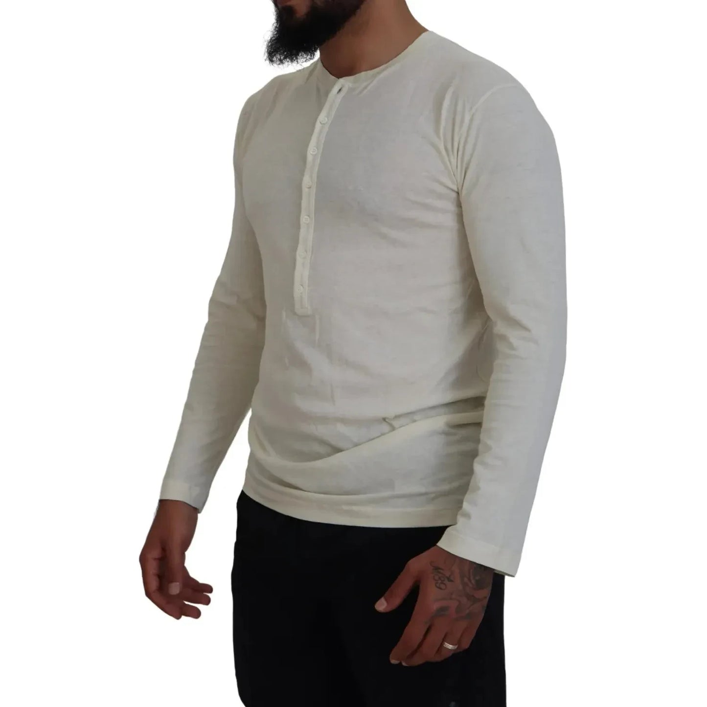 Dsquared² Beige Cotton Linen Long Sleeves Pullover Sweater Dsquared² Rosy Brown