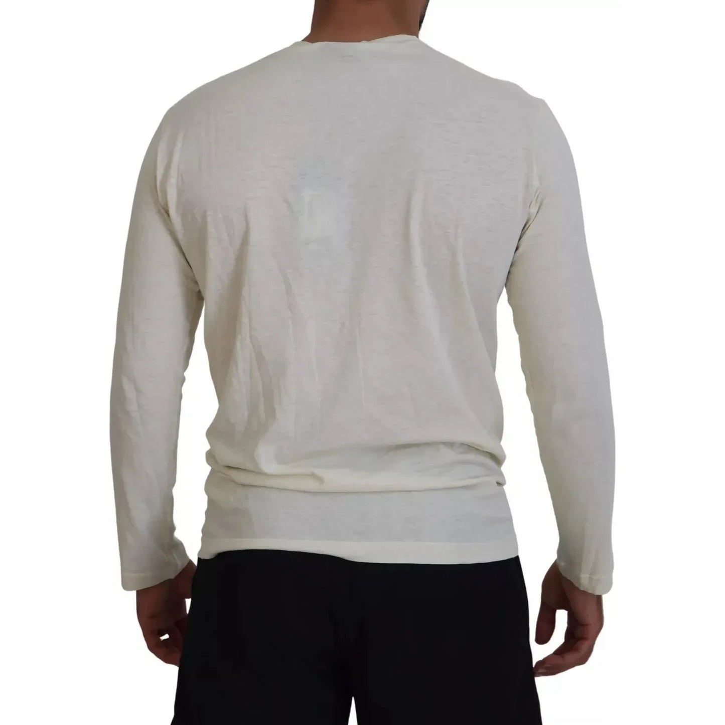 Dsquared² Beige Cotton Linen Long Sleeves Pullover Sweater Dsquared² Dark Gray