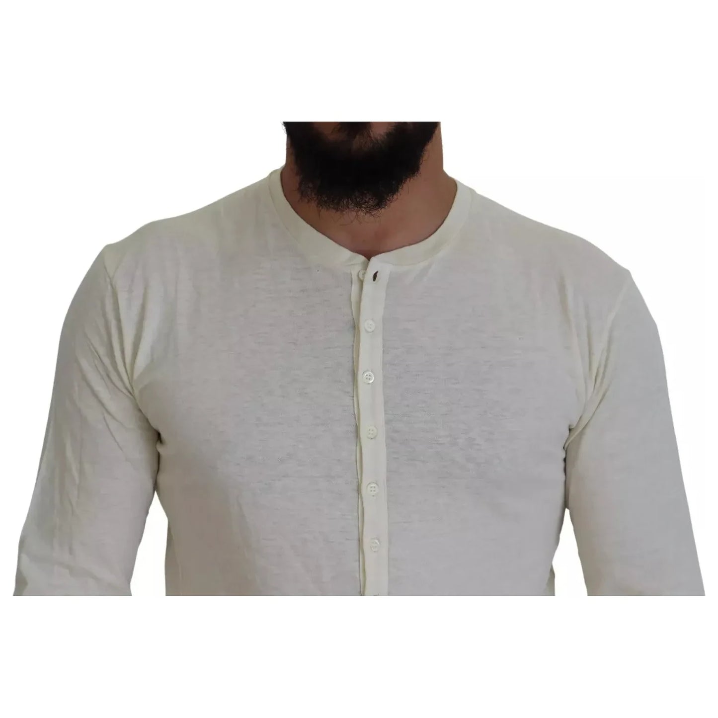Dsquared² Beige Cotton Linen Long Sleeves Pullover Sweater Dsquared² Dark Gray