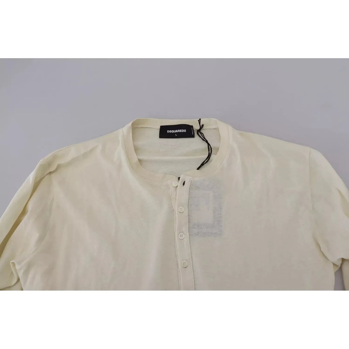 Dsquared² Beige Cotton Linen Long Sleeves Pullover Sweater Dsquared² Dark Gray