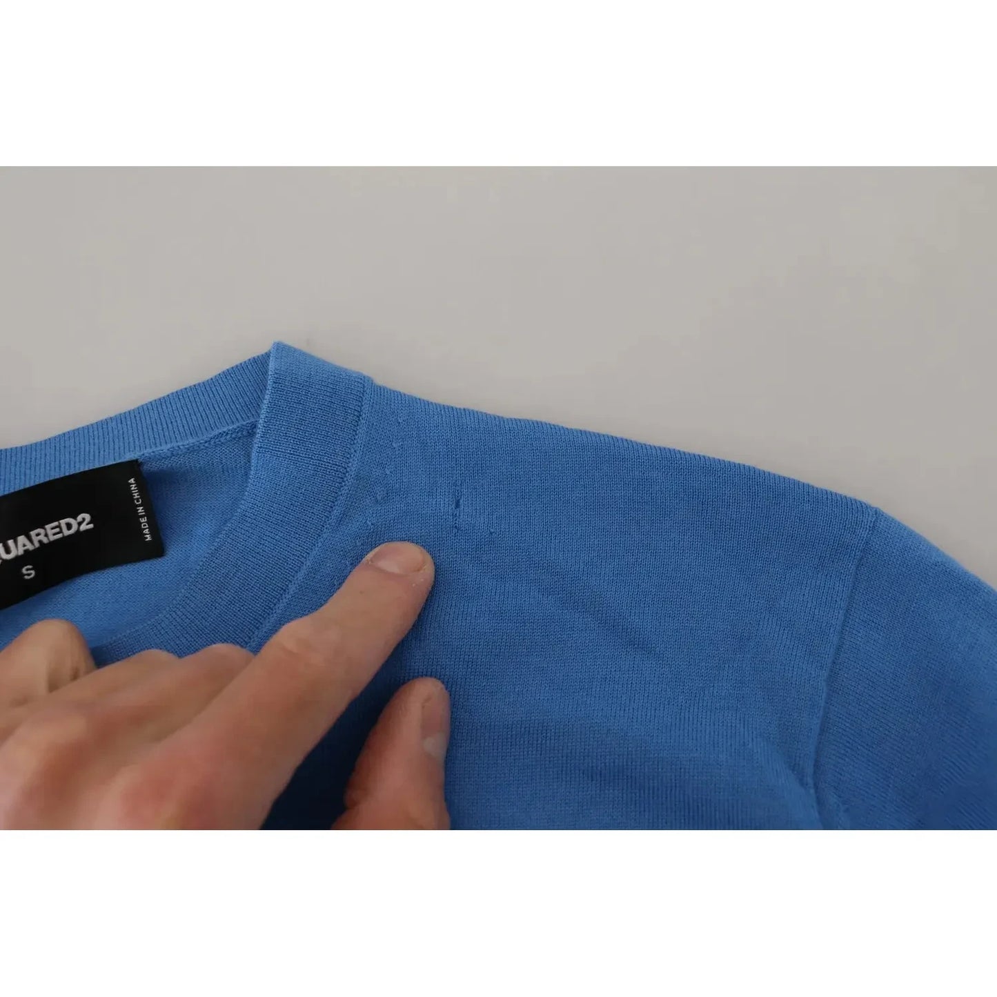 Dsquared² Blue Wool Long Sleeves Crewneck Pullover Sweater Dsquared² Dark Gray