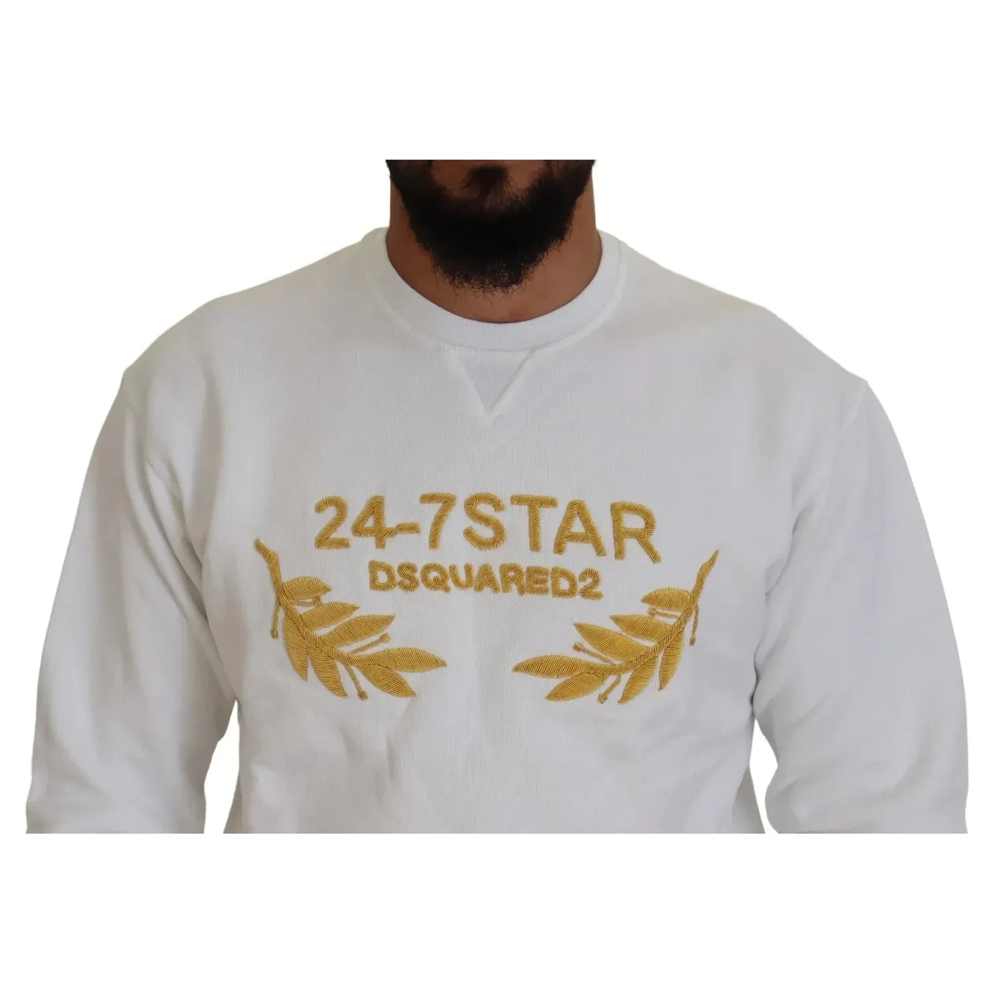 Dsquared² White Embroidered Crewneck Sweatshirt Sweater Dsquared² Gray