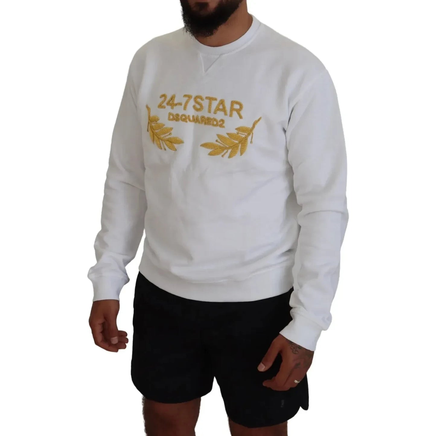 Dsquared² White Embroidered Crewneck Sweatshirt Sweater Dsquared² Dark Gray