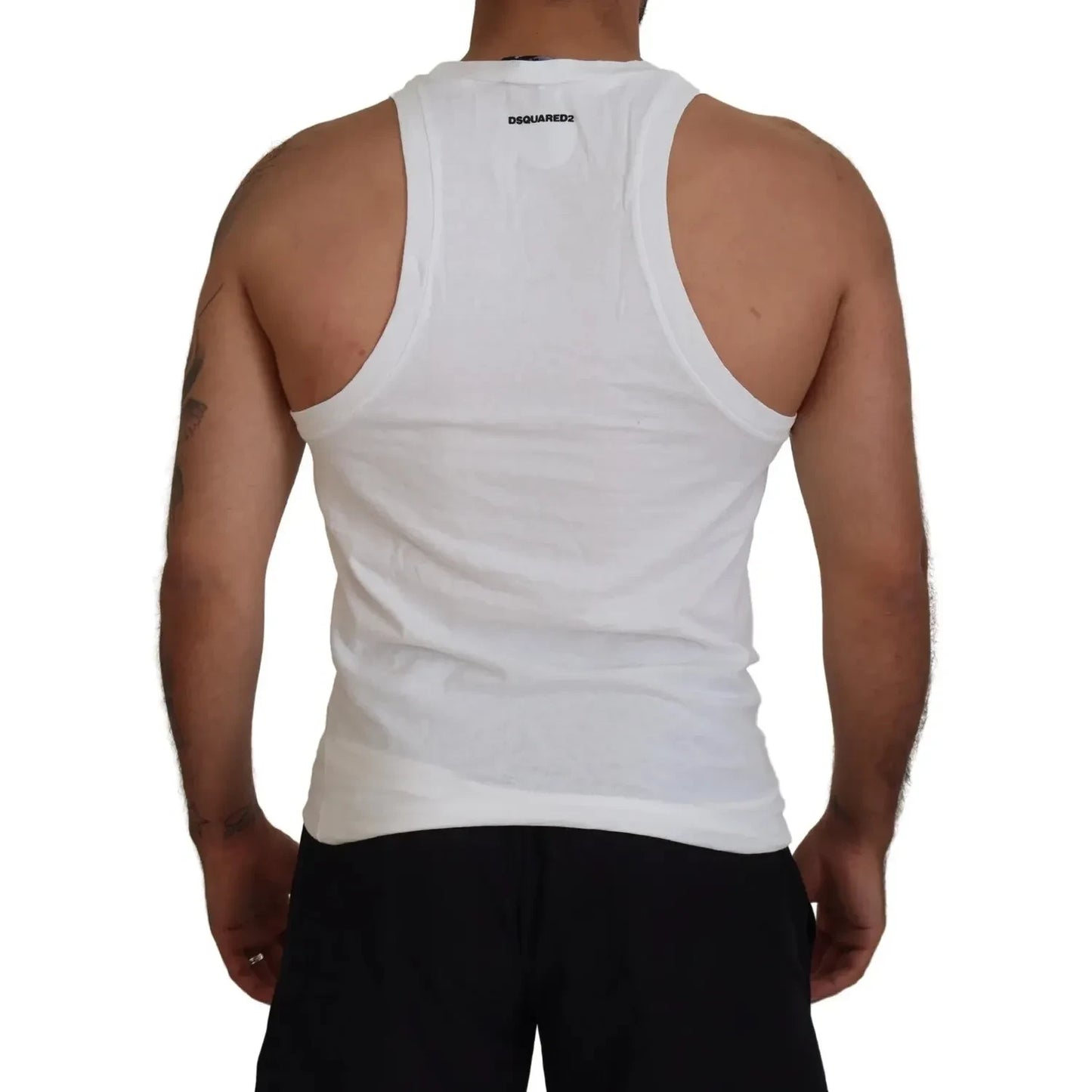 Dsquared² White Cotton Linen Sleeveless Tank T-shirt Dsquared² Gray
