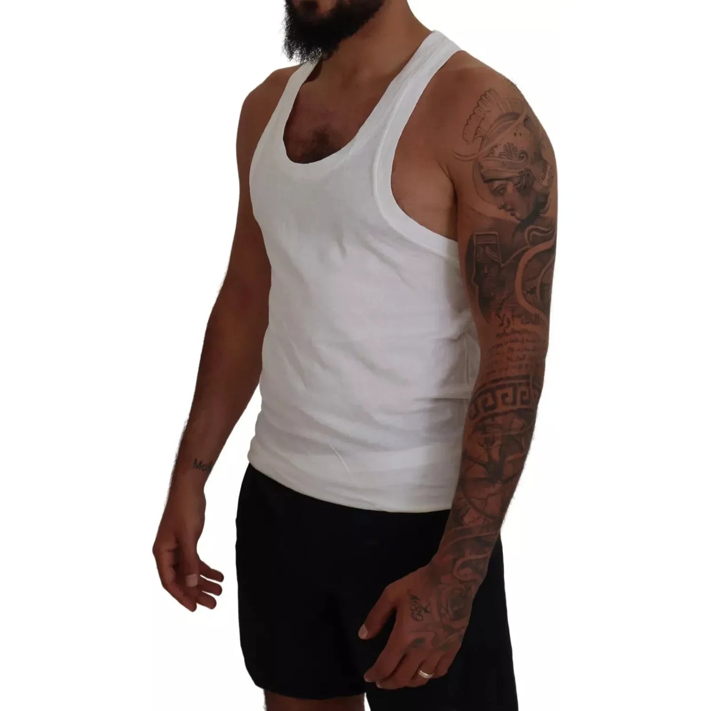 Dsquared² White Cotton Linen Sleeveless Tank T-shirt Dsquared² Dark Slate Gray