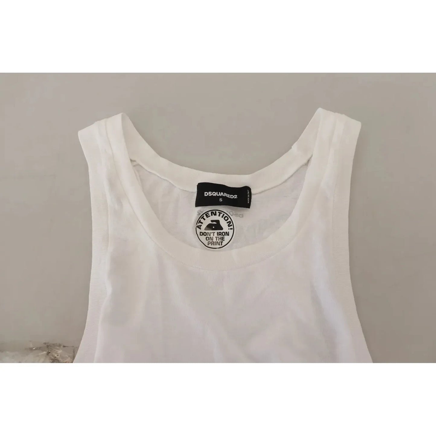 Dsquared² White Cotton Linen Sleeveless Tank T-shirt Dsquared² Dark Gray