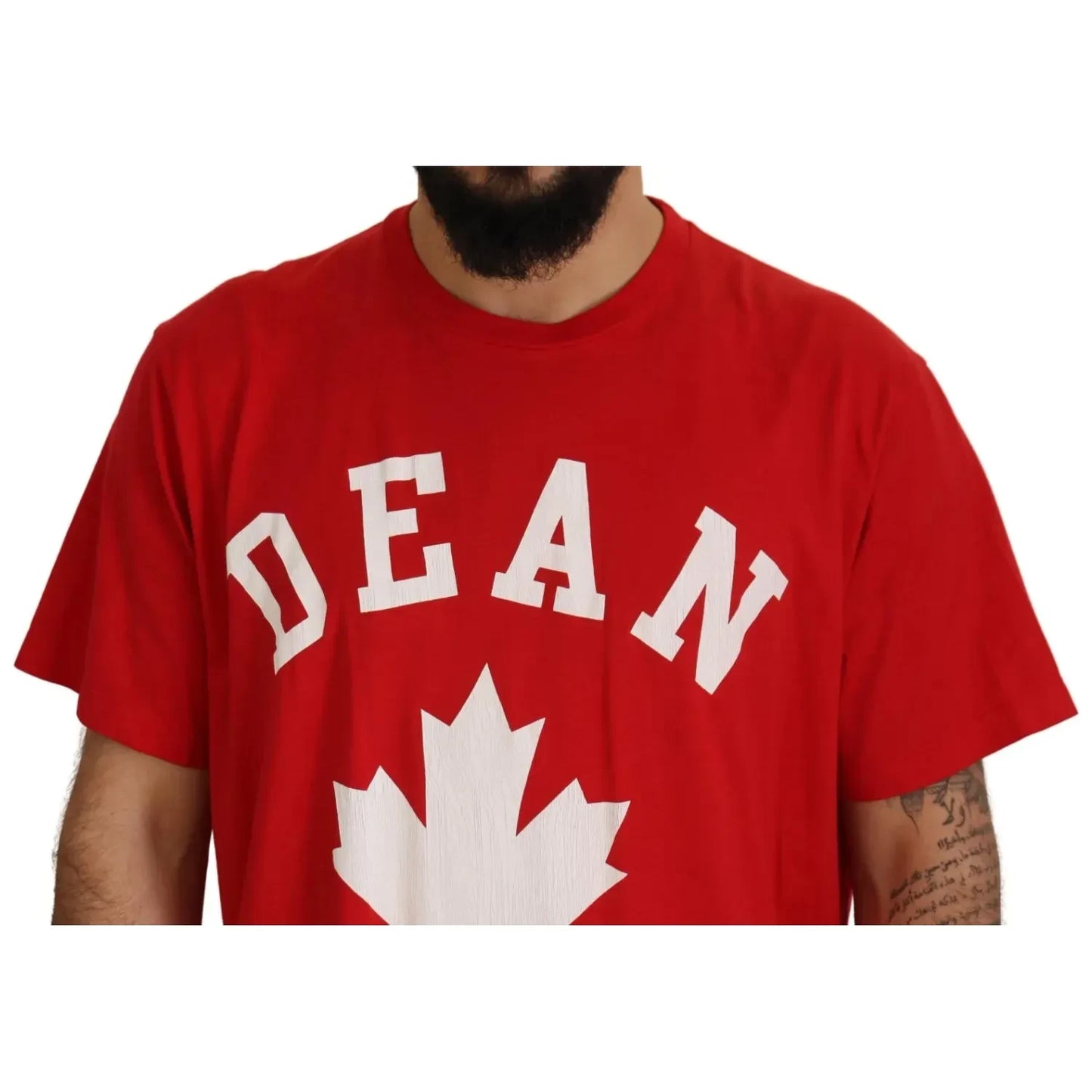 Dsquared² Red Printed Cotton Short Sleeves Crewneck T-shirt Dsquared² Firebrick