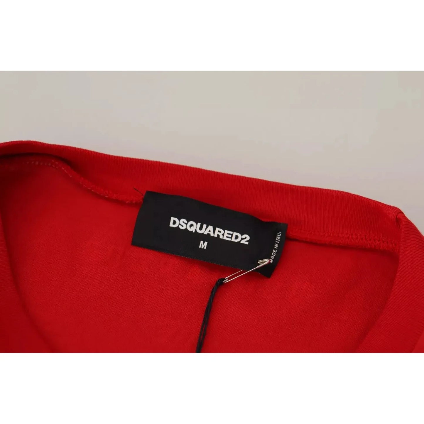 Dsquared² Red Printed Cotton Short Sleeves Crewneck T-shirt Dsquared² Dark Red