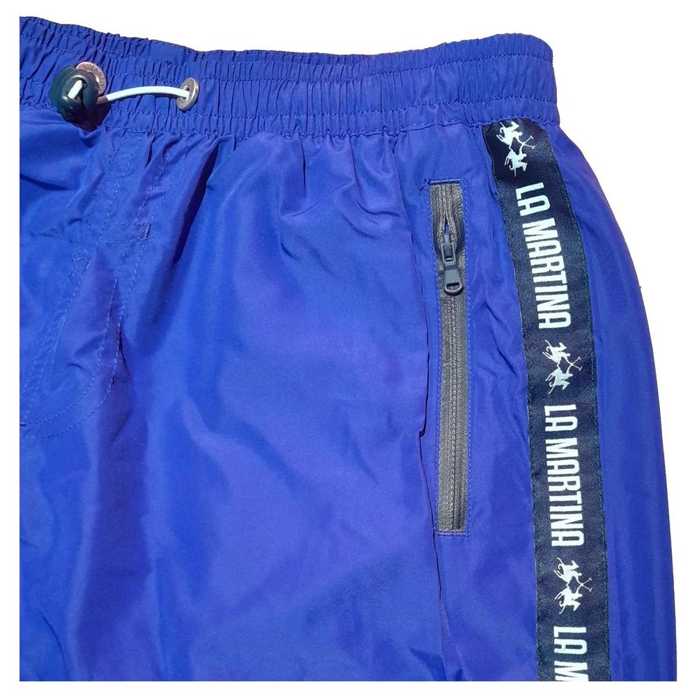 La Martina Blue Polyester Men Swim Trunk La Martina Royal Blue