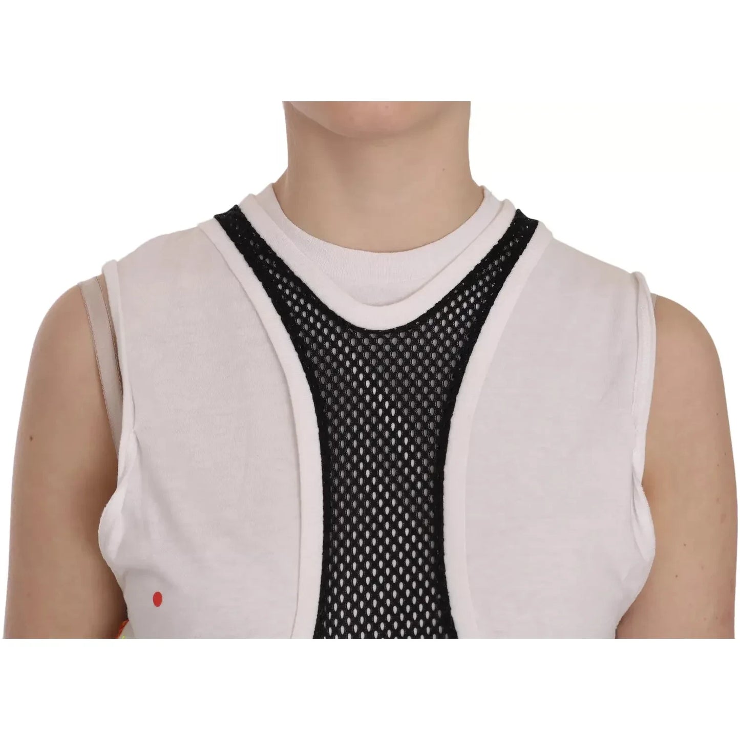 Dsquared² Black White Crew Neck Sleeveless Cotton Blouse Dsquared² Gray