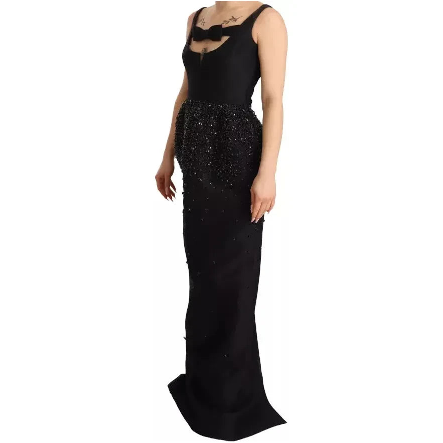 Dsquared² Black Embellish Sleeveless Ribbon Floor Length Dress Dsquared² Tan